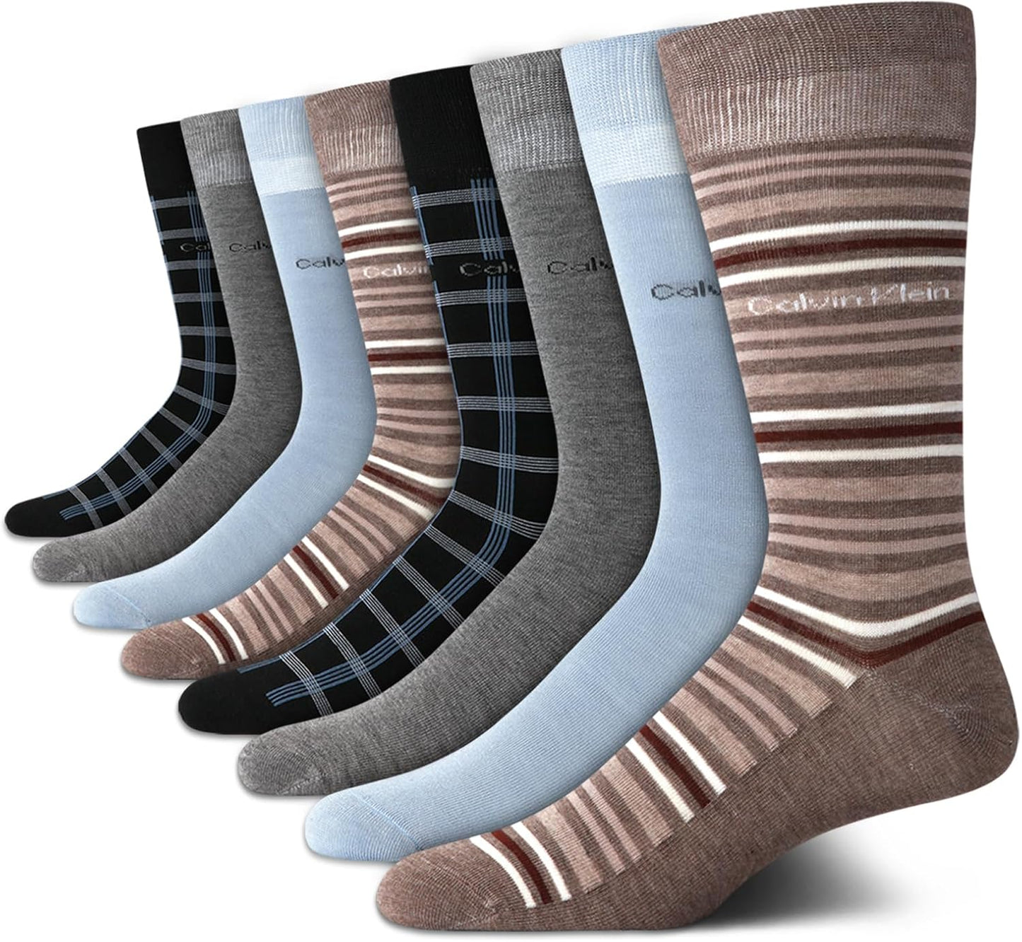 Calvin Klein Men's Dress Socks - 8 Pack Breathable Cotton Blend