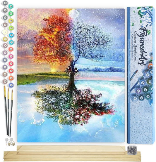 Figured'Art Paint by Numbers for Adults - 4 Seasons Tree Art