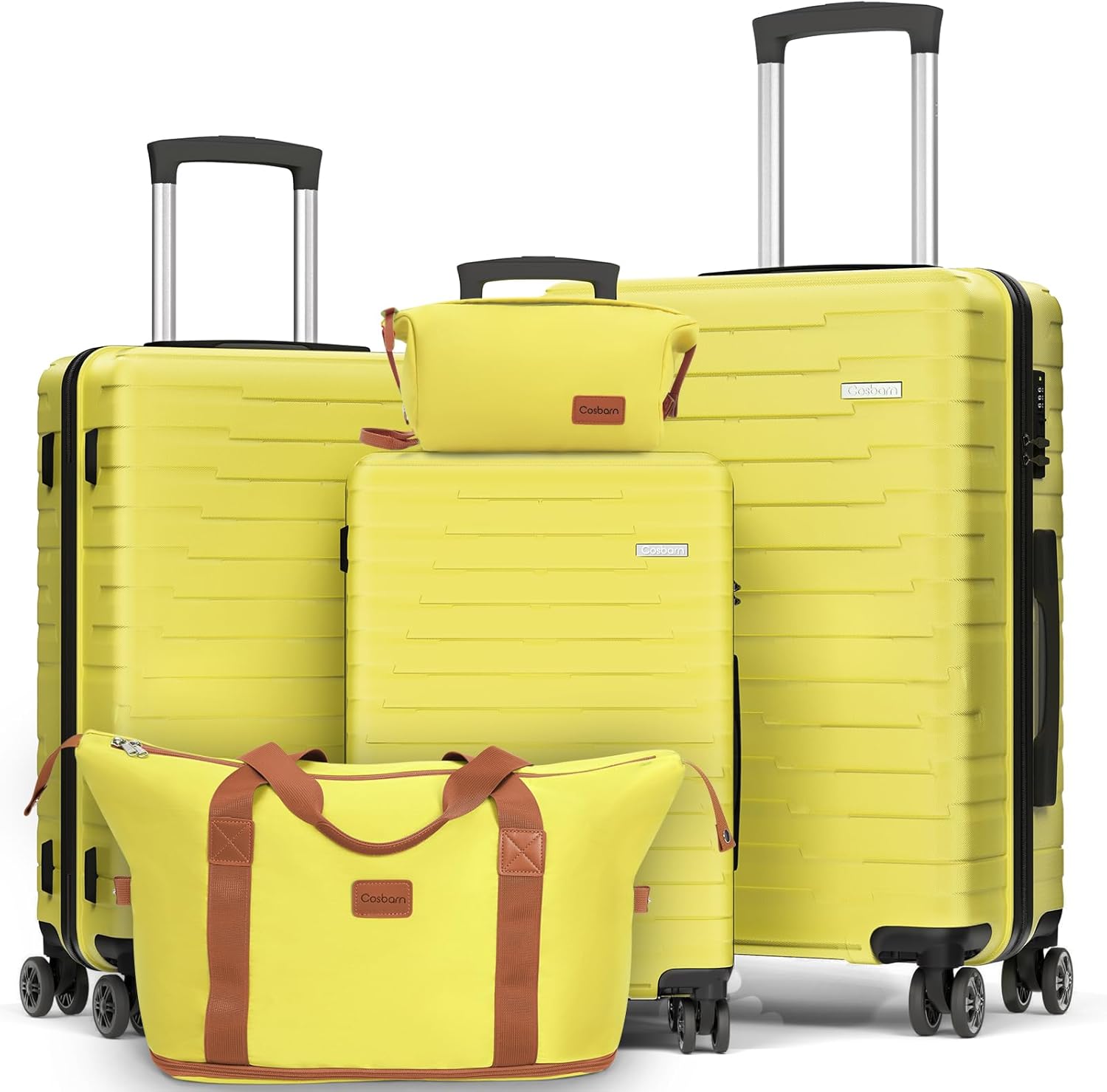 Durable 5 Piece Luggage Set with Spinner Wheels for Travel