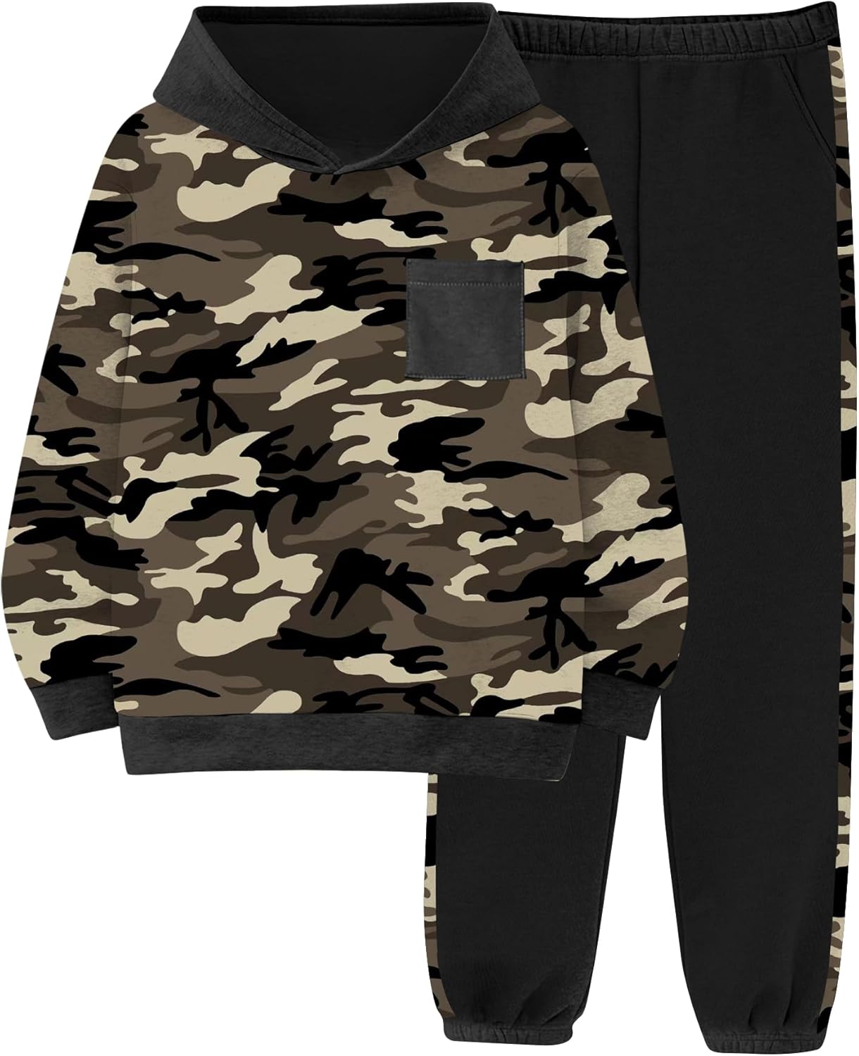 Boys Clothes Fall Winter Outfits Camouflage Hoodie and Pants Set