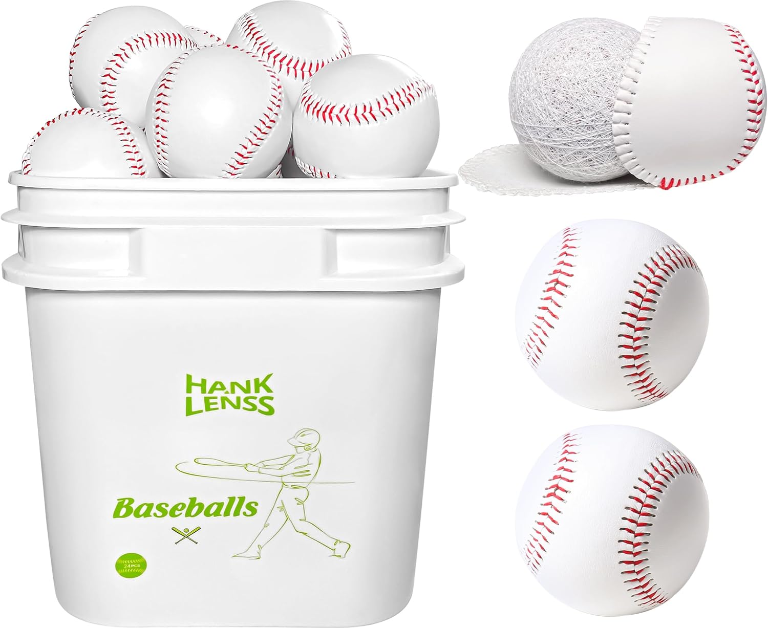 Bucket of Baseballs - 12/24 Pack Standard Size Training Balls