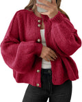 Womens Oversized Cardigans Button Up Long Lantern Sleeve Chunky Knit 0