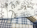 Cozy Line Benjamin Cute Dinosaur Plaid Navy Blue White Grey Quilt Set