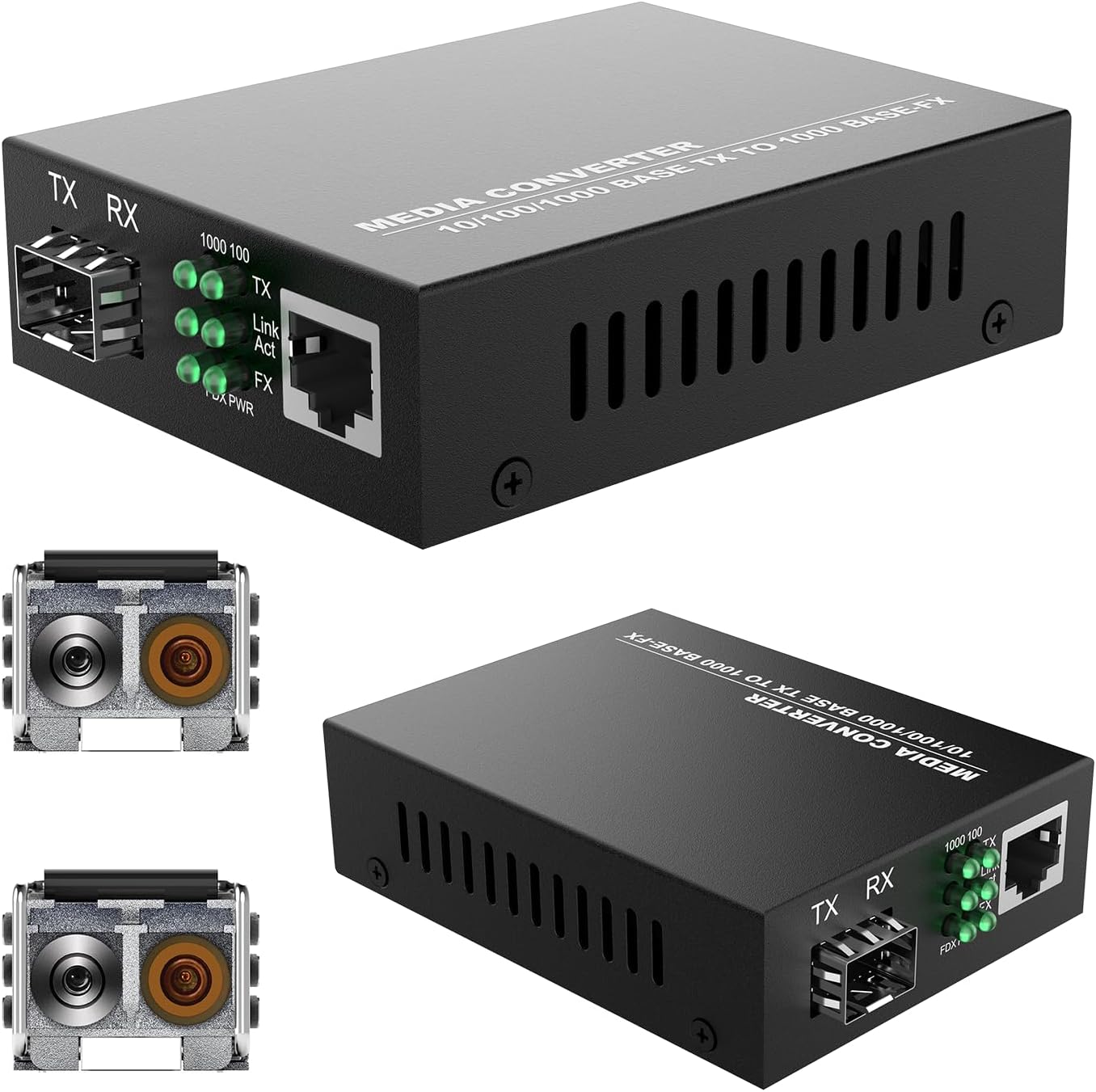 2Pack BiDi Gigabit Multi-Mode Fiber Ethernet Media Converters