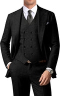Men's Herringbone Tweed 3 Piece Suit - Retro Peak Lapel Clothing