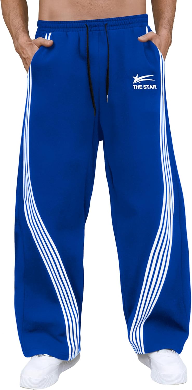 GORGLITTER Men's Baggy Wide Leg Sweatpants for Y2K Style