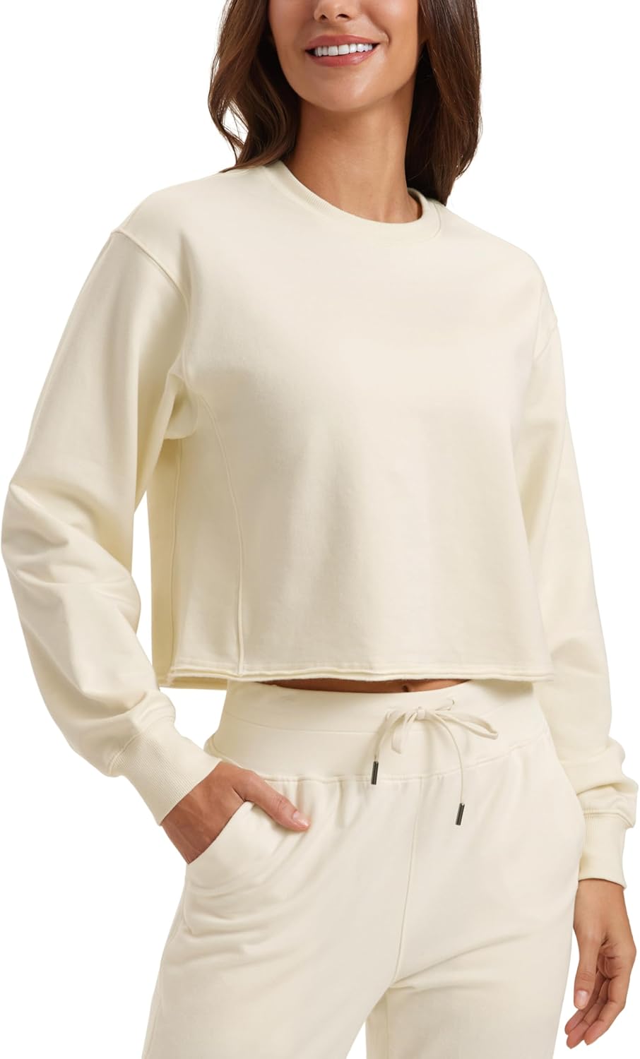 CRZ YOGA Womens Fleece Cropped Sweatshirts for Casual Wear