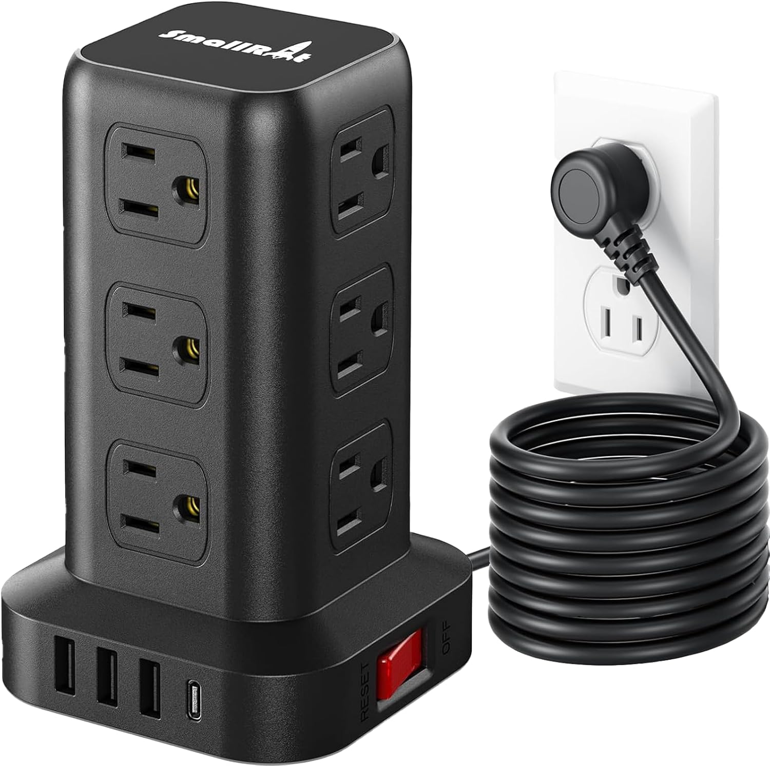 PD 20W USB C Surge Protector Power Strip Tower for Travel