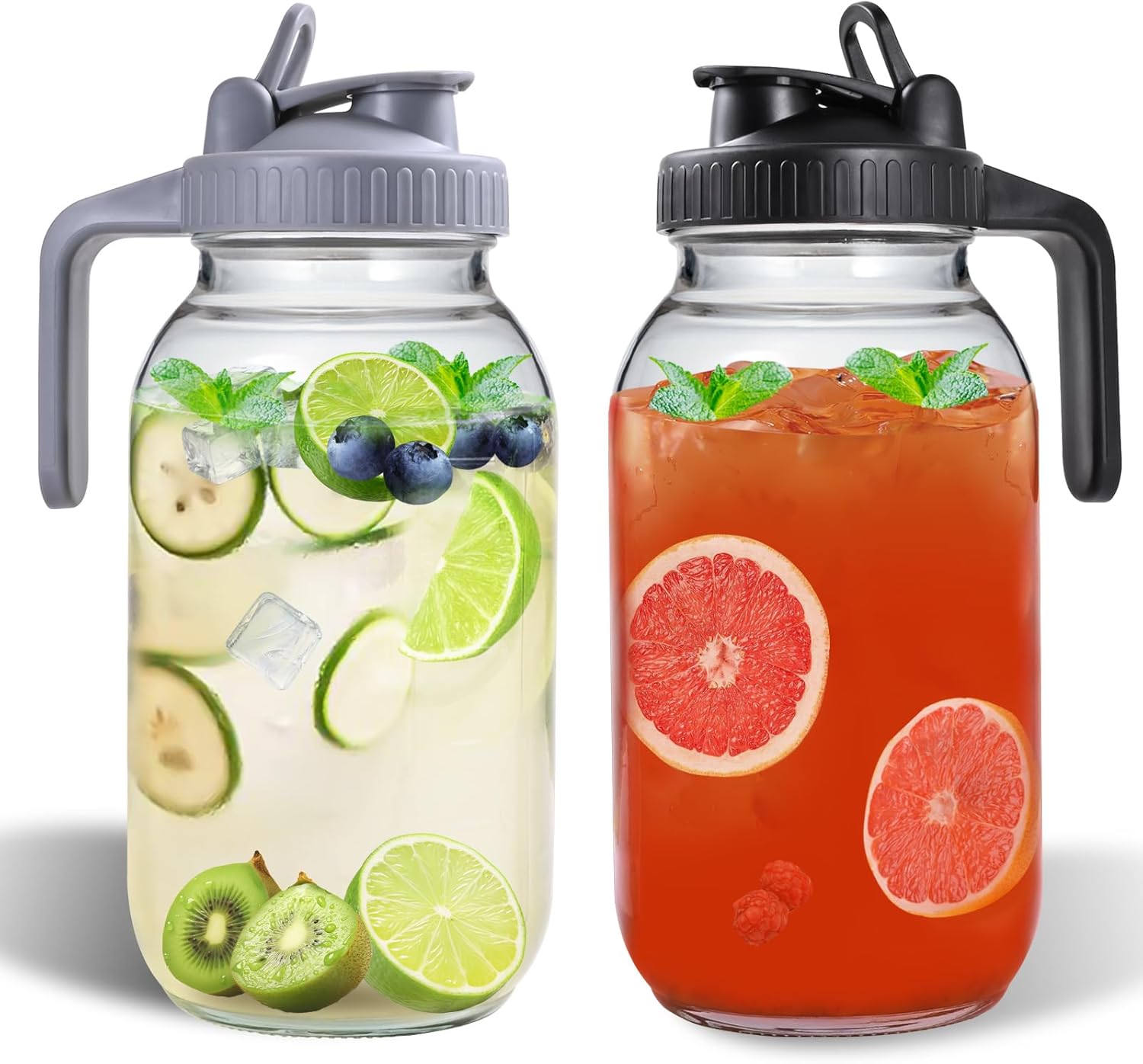 64oz Glass Pitchers with Lid and Spout for All Your Drinks