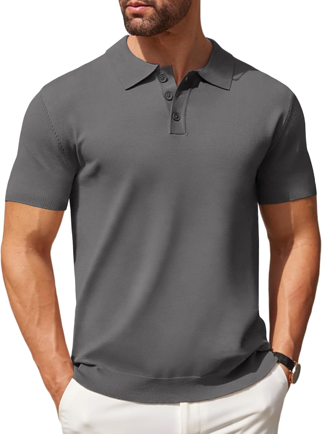 COOFANDY Mens Classic Knit Polo Shirt