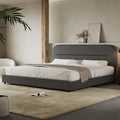 HOMBCK King Size Boucle Upholstered Bed Frame - Cozy Low Profile