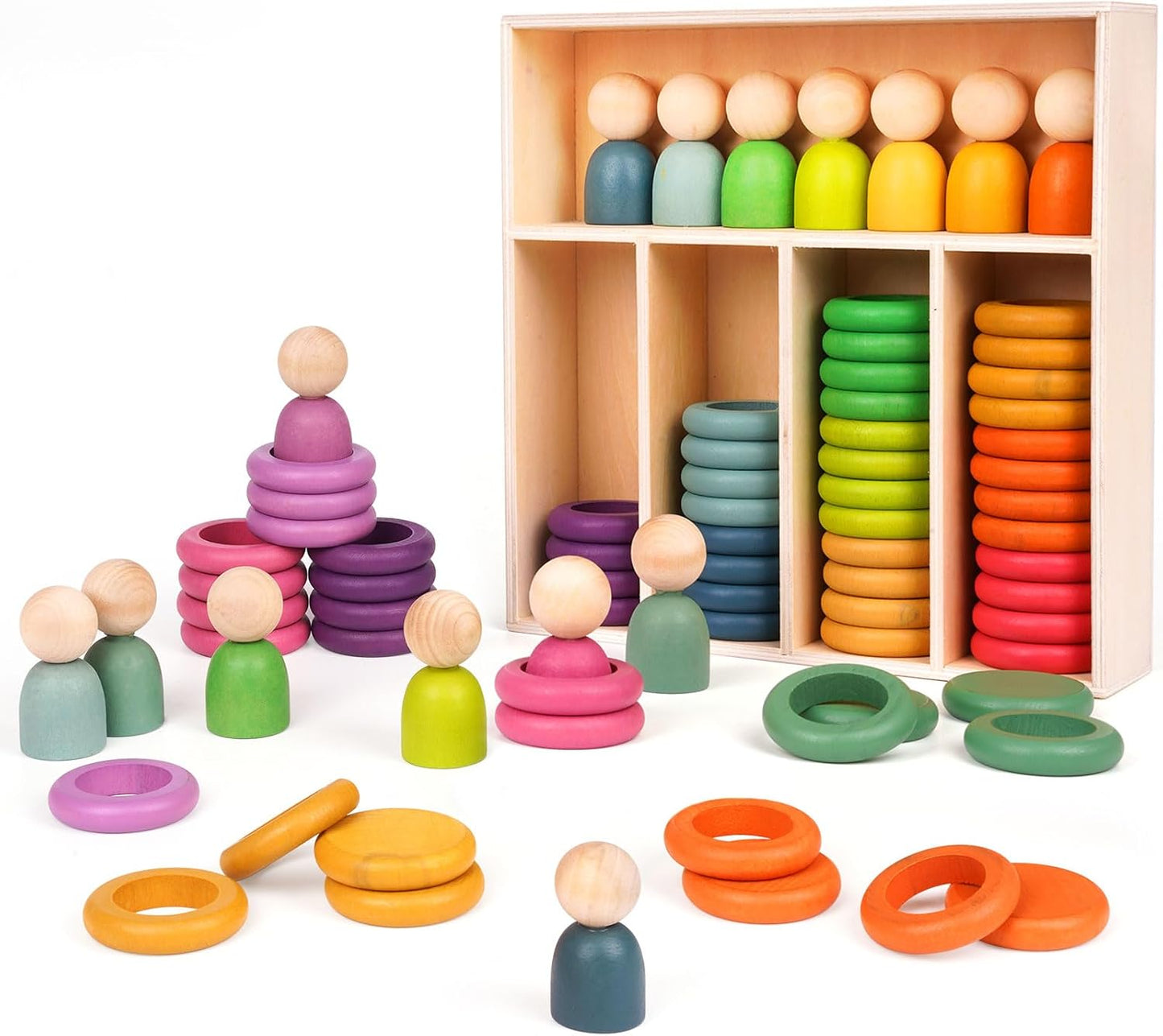 Montessori Rainbow Stacking Toy - Fine Motor Skills