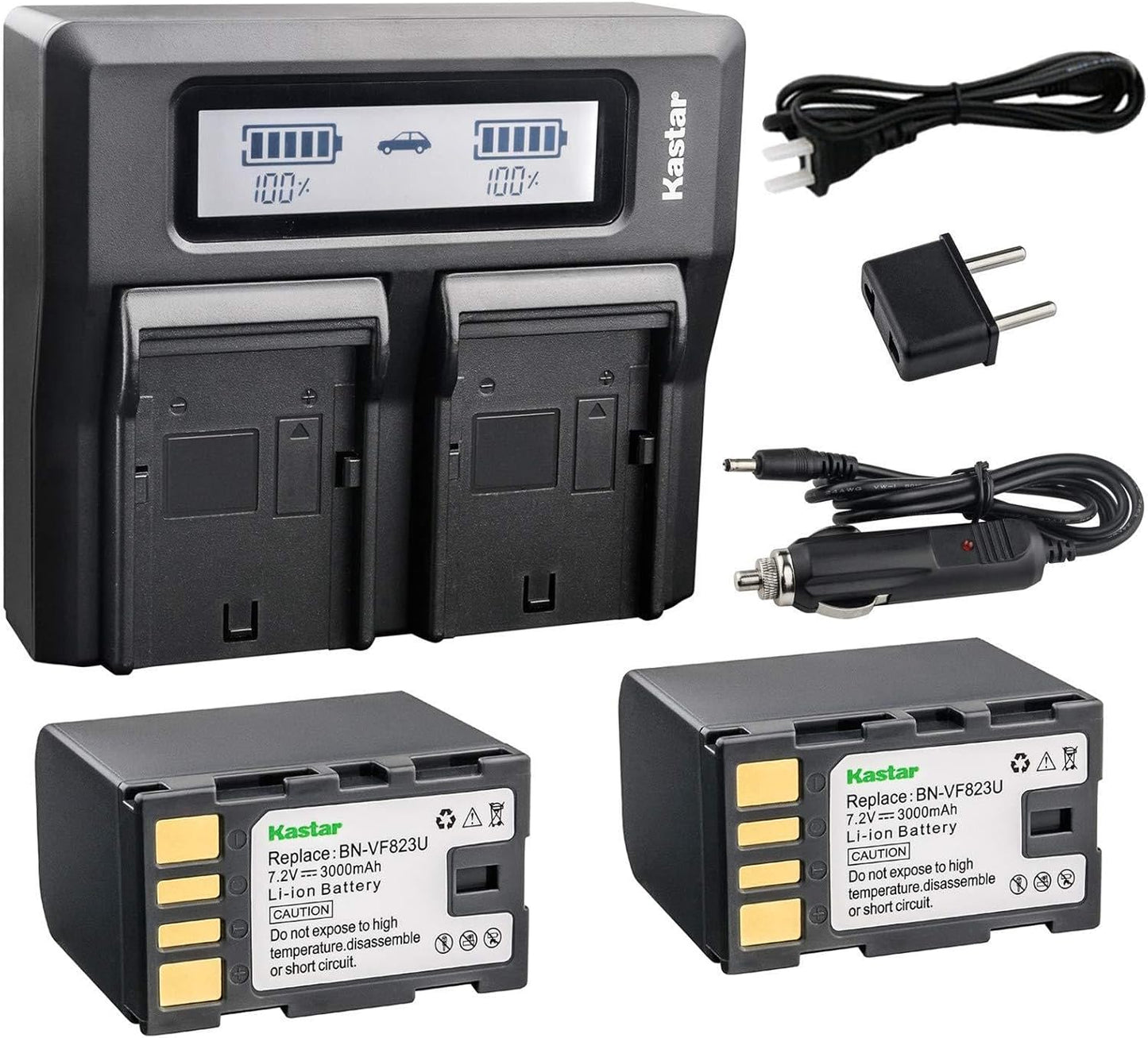 Kastar Fast Dual LCD Charger with 2X BN-VF823 Battery Pack