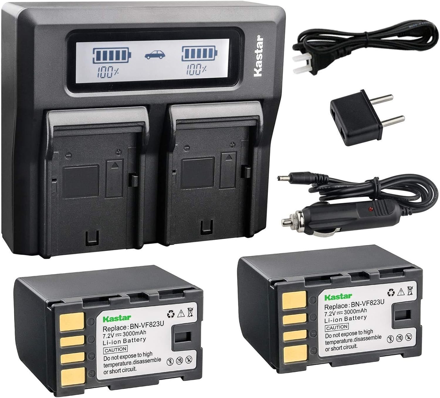 Kastar Fast Dual LCD Charger with 2X BN-VF823 Battery Pack