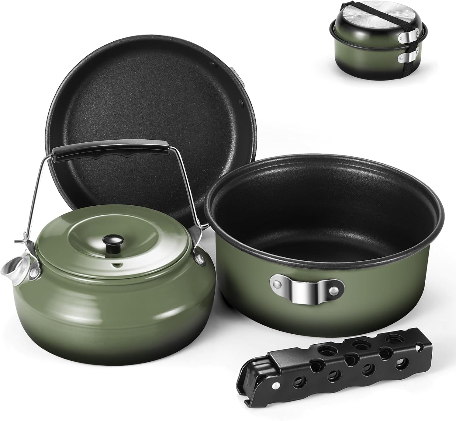 Odoland 5pcs Non-Stick Camping Cookware Set - Portable, Durable