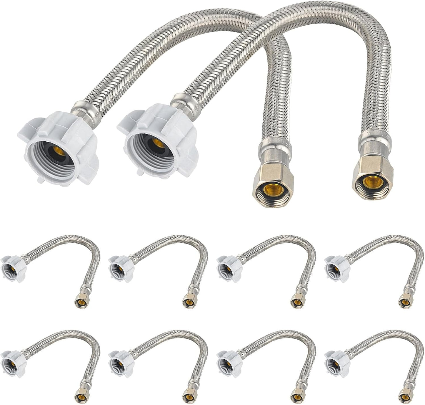 10-Pack 16-inch Toilet Water Supply Connector Lines for Easy Install
