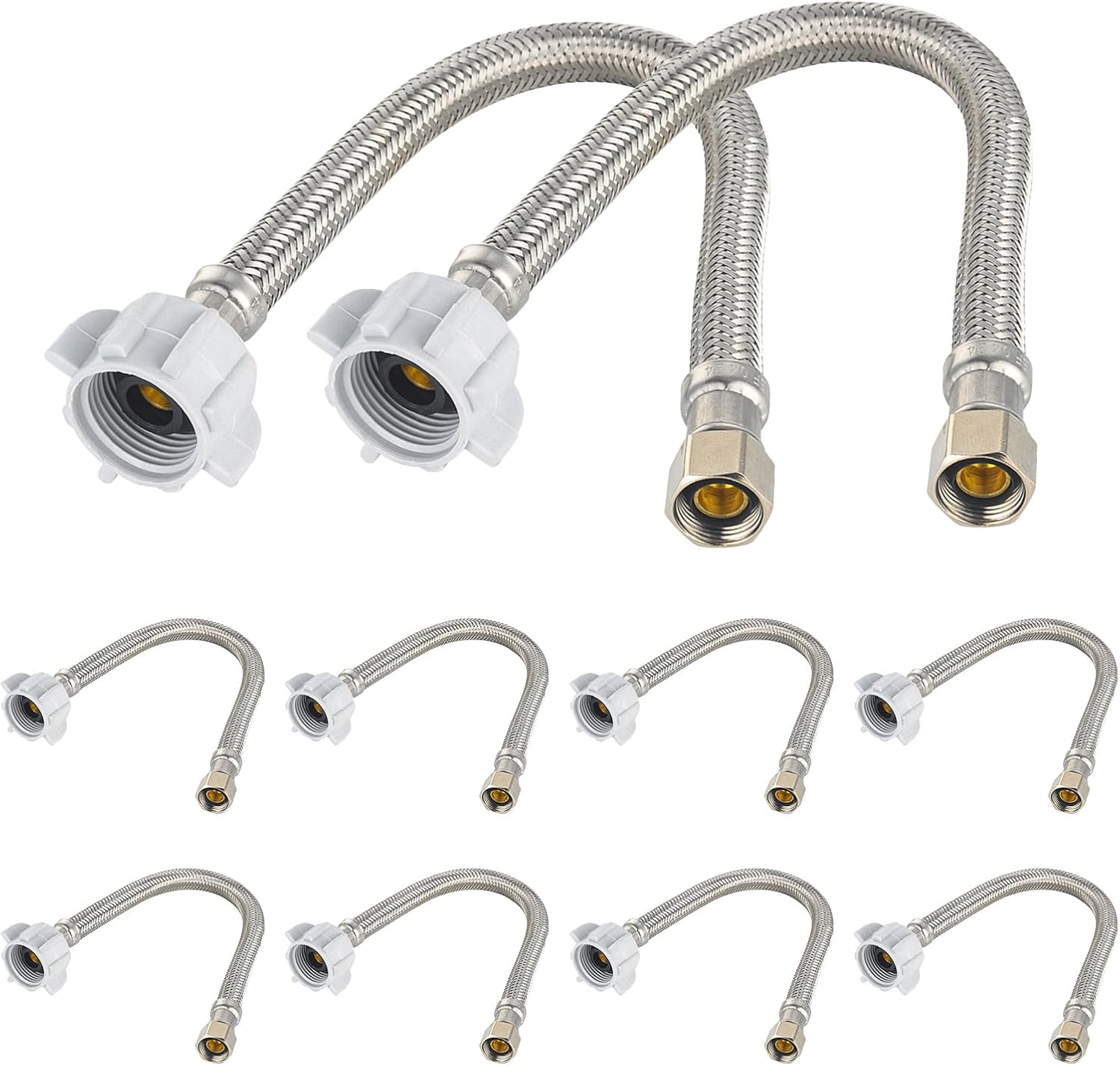 10-Pack 16-inch Toilet Water Supply Connector Lines for Easy Install
