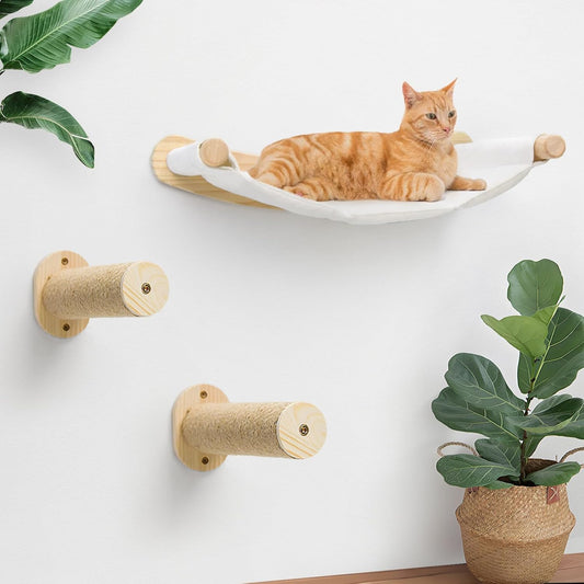 Cat Wall Hammock with Steps for Indoor Cats - Sturdy and Stylish