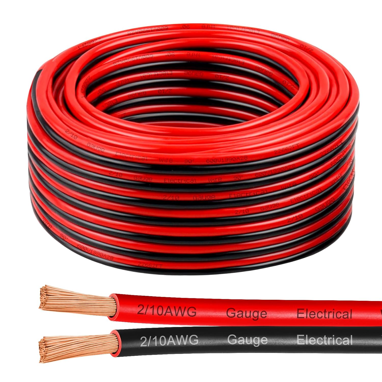 10 Gauge Wire 50 Feet - Pure Copper Stranded Low Voltage Wire