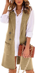 Womens Long Sweater Vest Knee Length Sleeveless Cardigan - Fall