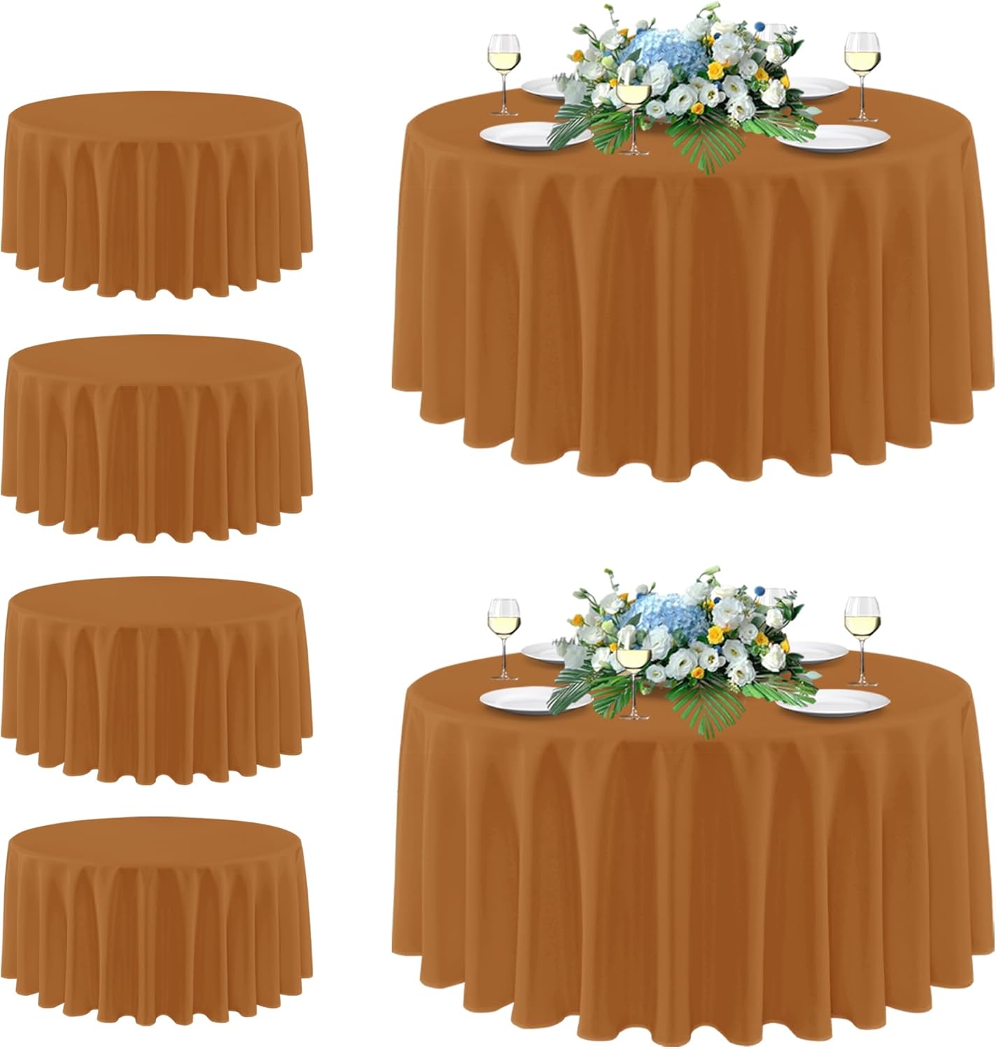 Sancua 108 Inch Round Tablecloth for Thanksgiving Events