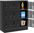 INTERGREAT Metal Locker for Employees, 9 Door Black Lockers