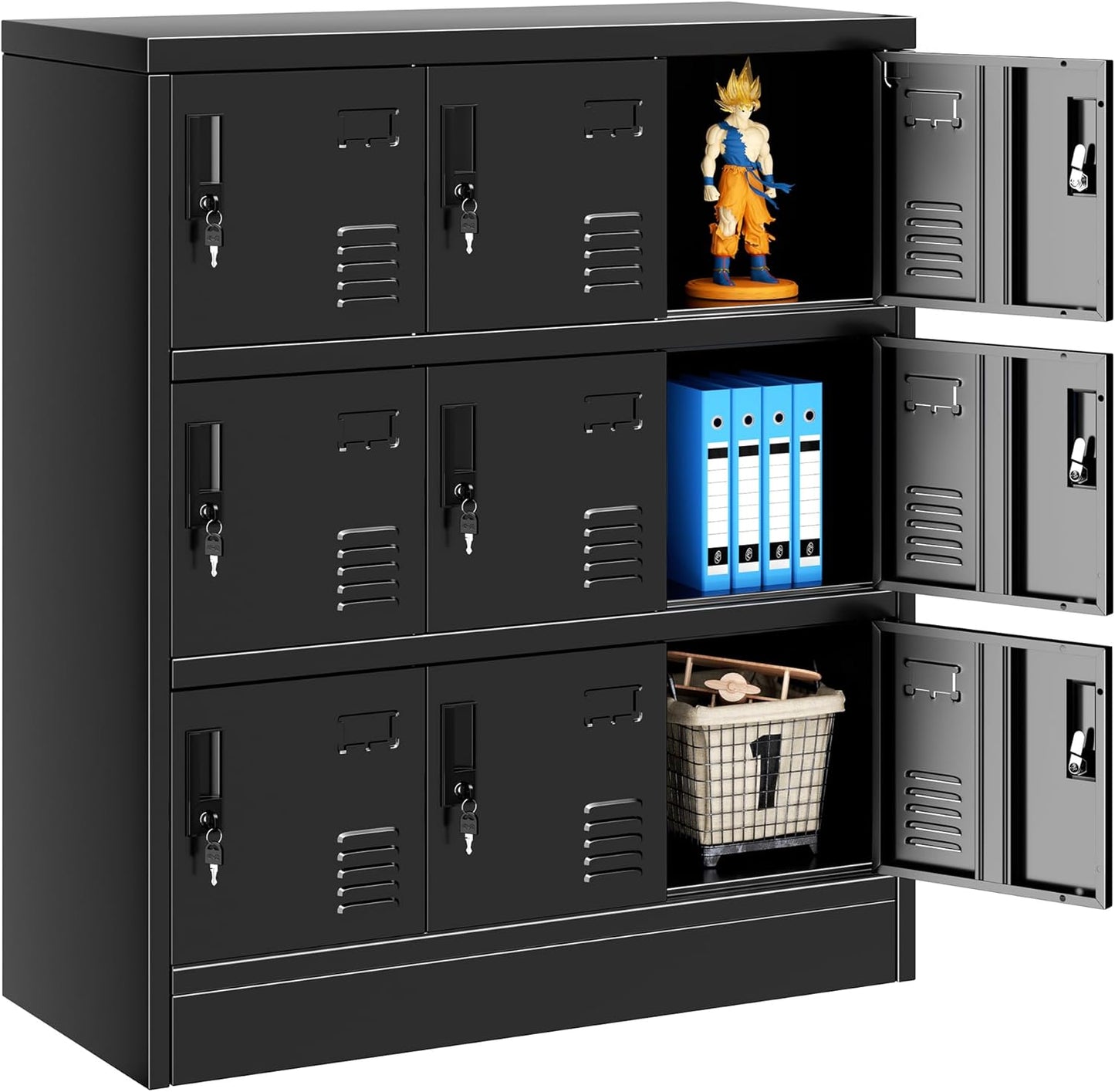 Durable Metal Locker for Employees - 9 Door Storage Solution
