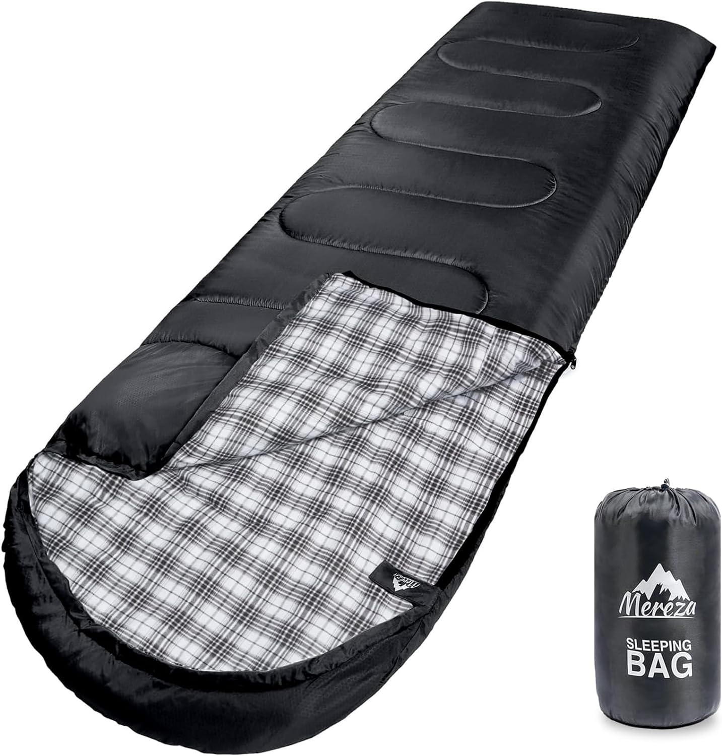 MEREZA Flannel Sleeping Bag for Adults XL - Warm & Cool Weather