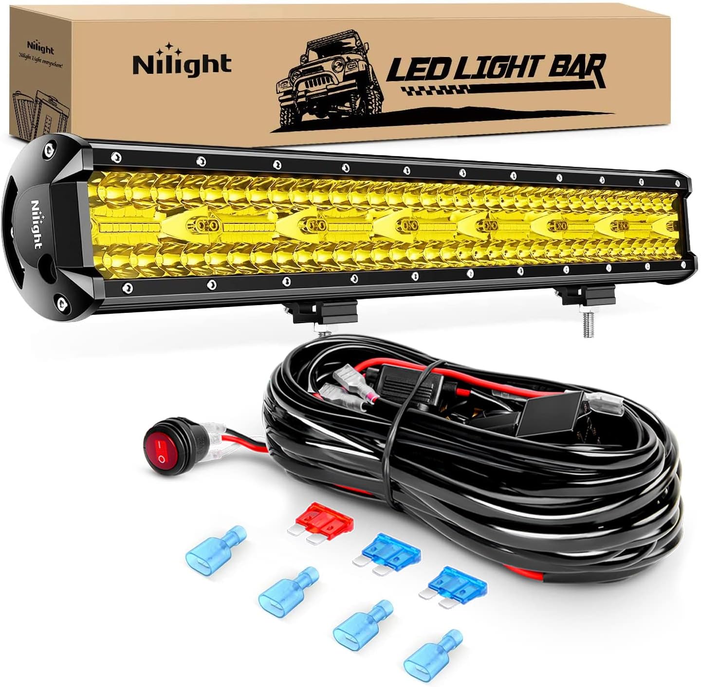 Nilight 20 Inch 420W LED Light Bar for Off Road and Boat Use