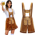 Populus Women Oktoberfest Lederhosen Outfit - Khaki Shorts