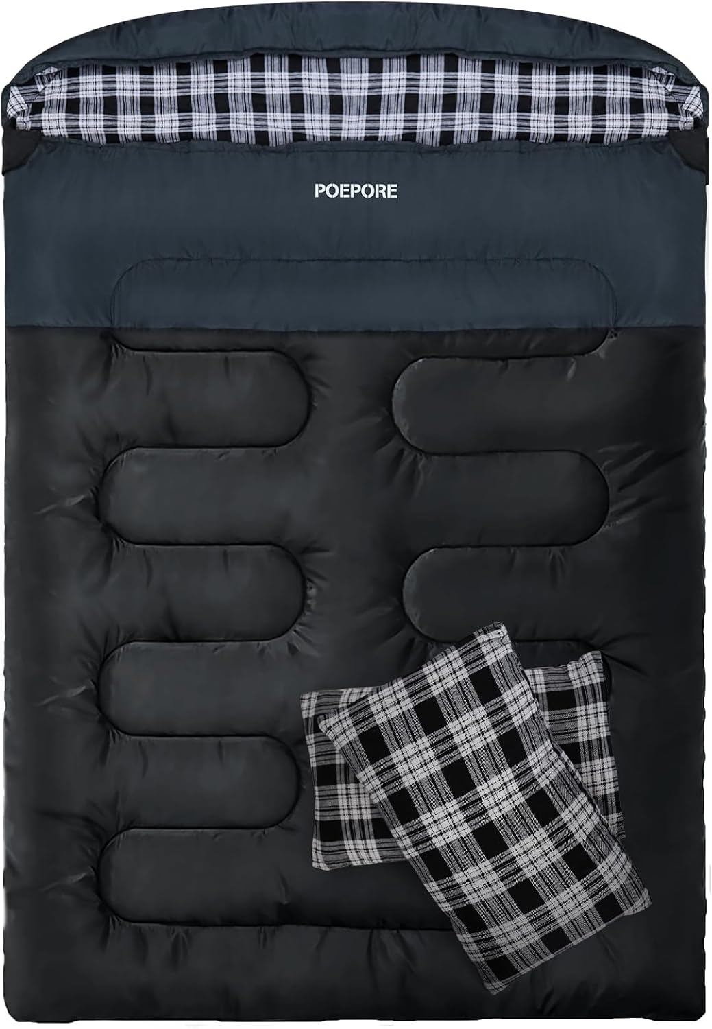 Double Sleeping Bag Flannel for Adults with 2 Pillows XXL
