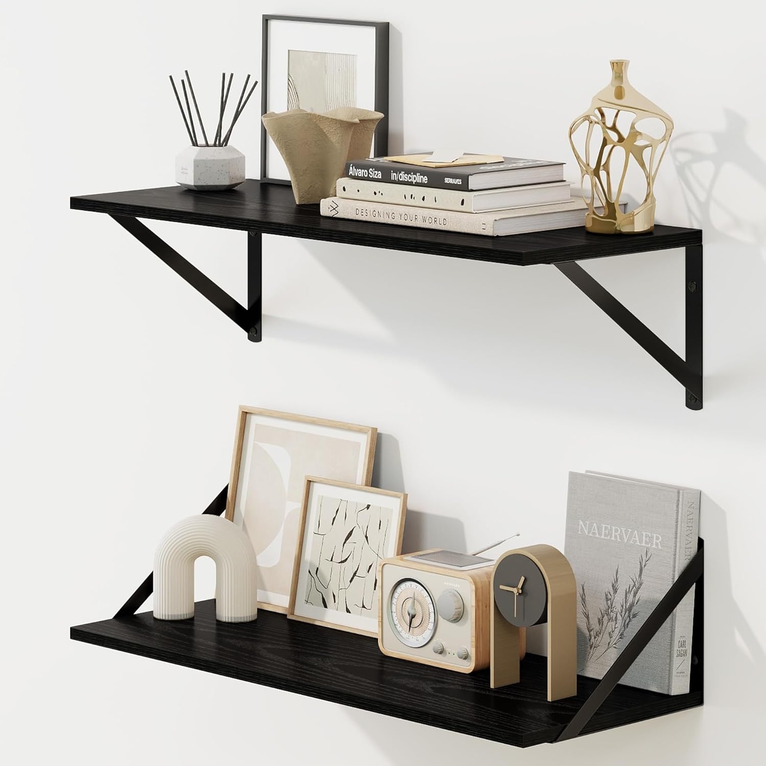 Deep Floating Shelves for Wall - Sturdy Display Ledge Set