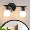 Bathroom Vanity Light Fixtures 14.2 in Modern Black 2-Light - Clear