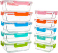 10 Pack Glass Food Storage Containers - Stackable Meal Prep Set