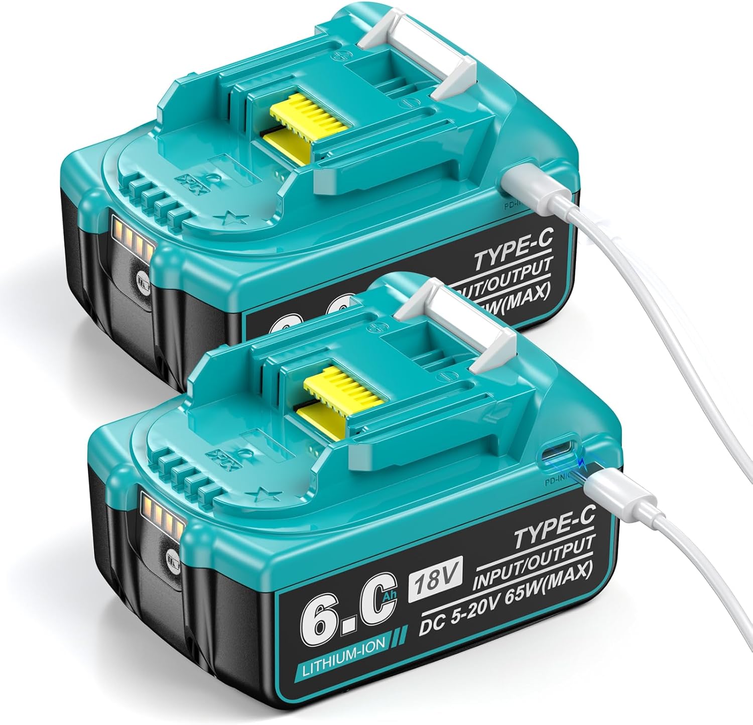 USB-C Charging 18V 6.0Ah Replacement Battery for Makita Tools