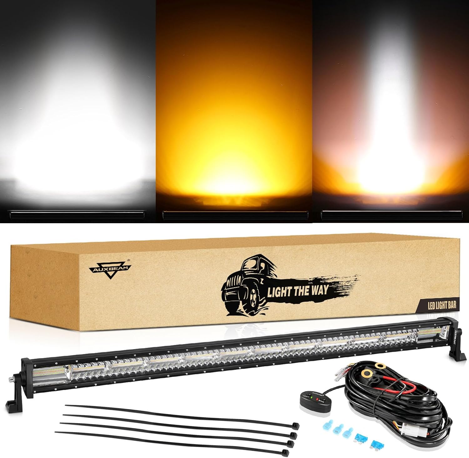 Auxbeam 50 Inch LED Light Bar with 6 Modes for Offroad Use