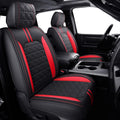 Dodge RAM Seat Covers 5-PC Full Set Black-Red - Soft Faux Leather Fit
