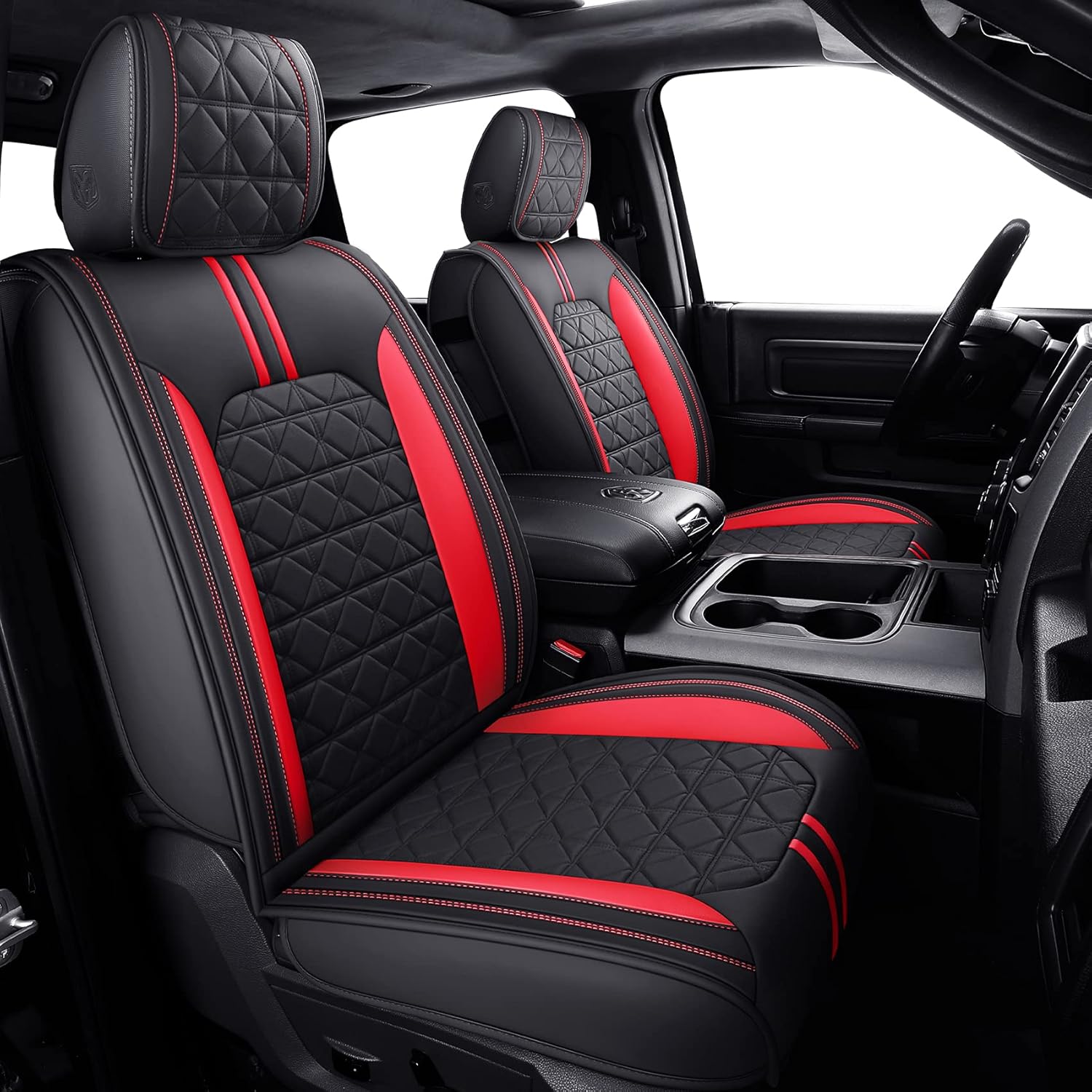 YIERTAI Dodge RAM Seat Covers for 2009-2025 Models - Black-Red