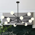 33in Modern Sputnik Chandelier 12-Light Matte Black - Adjustable