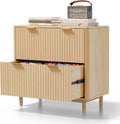 VINGLI 2 Drawer File Cabinet Oak Fluted Lateral - Modern Storage