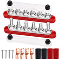 350A Bus Bar 12V Marine 6 x 3/8in Terminal Studs - Heavy Duty Power