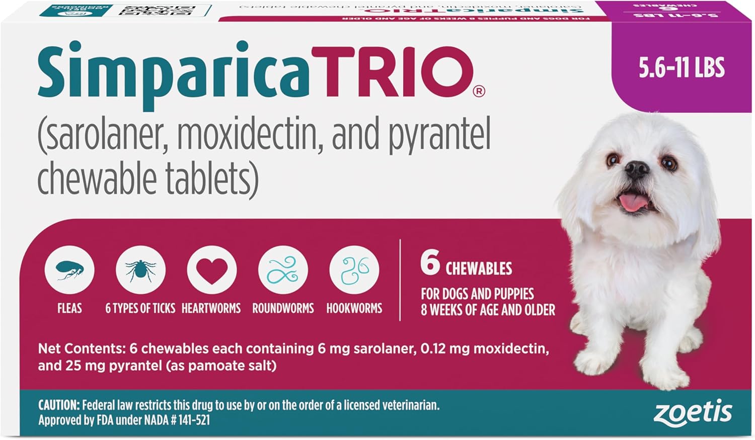 Simparica Trio Chewable Tablets for Dogs - Triple Parasite Protection