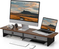 Fenge Monitor Stand with Drawer, 2-Tier Dual Monitor Riser - Space