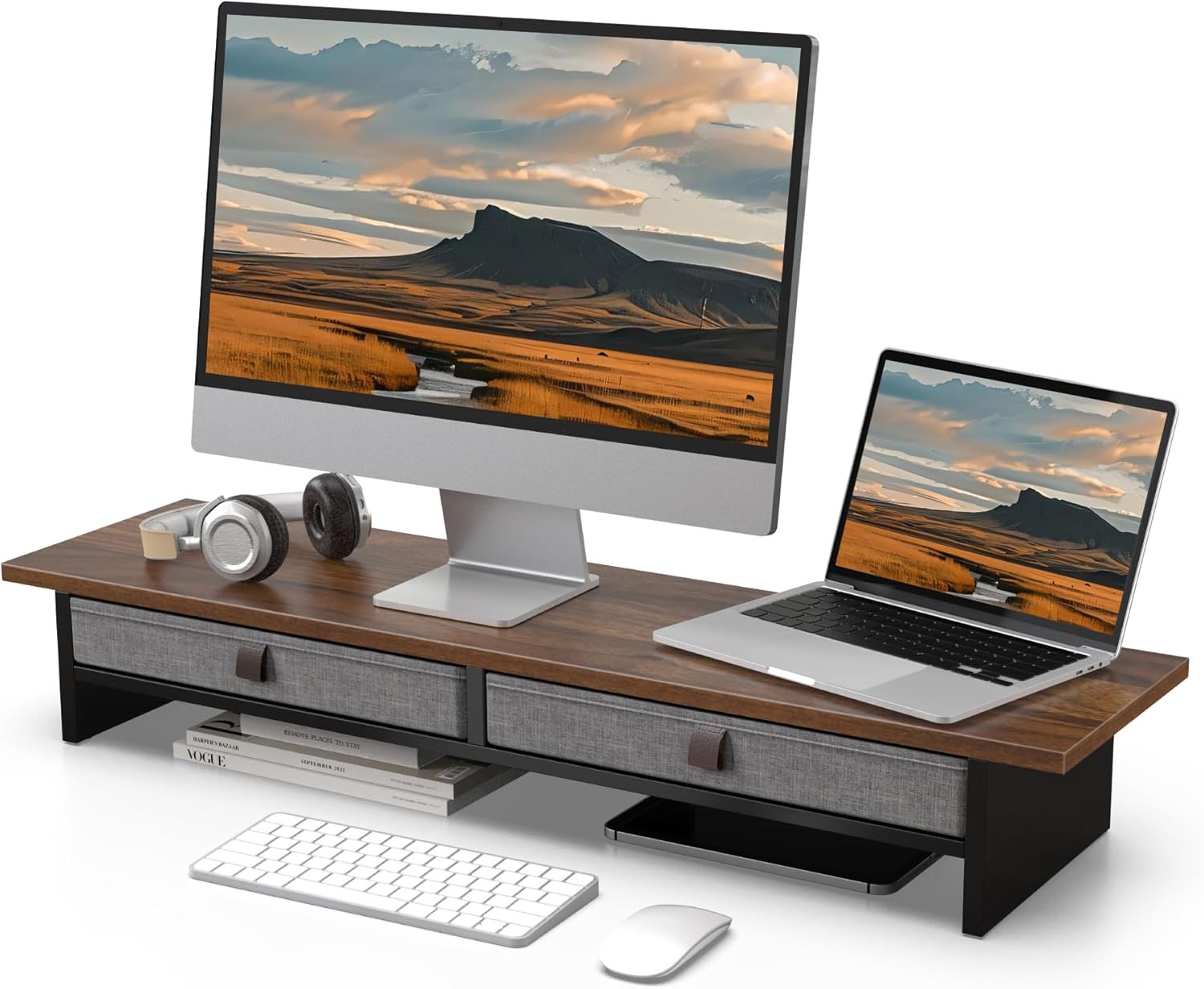 Fenge Monitor Stand with Drawer for Dual Monitors and More