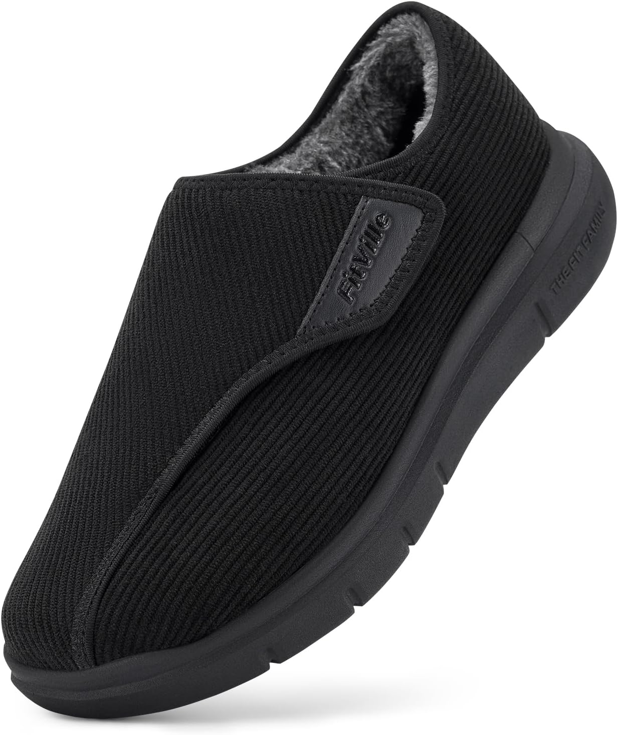 FitVille Wide Winter Slippers for Men - Comfortable Slip-on Shoes