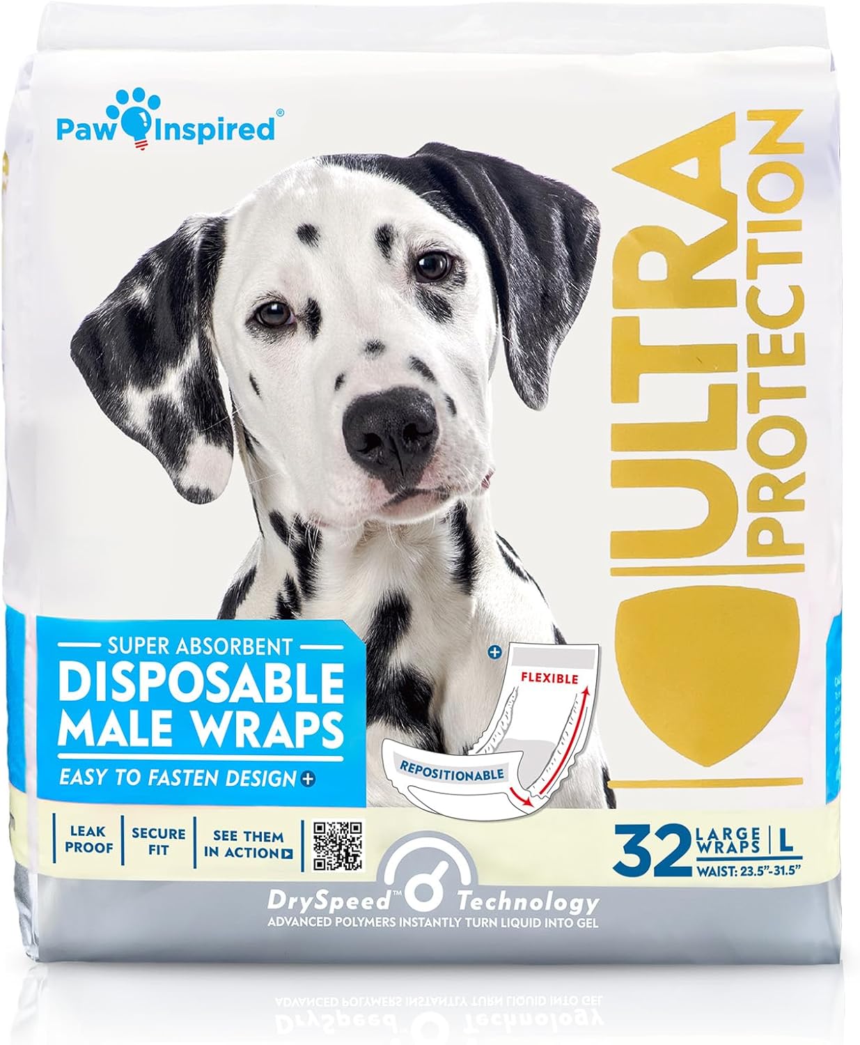 Premium Disposable Male Dog Diapers | 32 Large Belly Bands