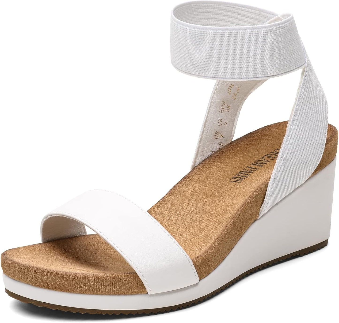 DREAM PAIRS Womens Elastic Ankle Strap Open Toe Wedge Sandals