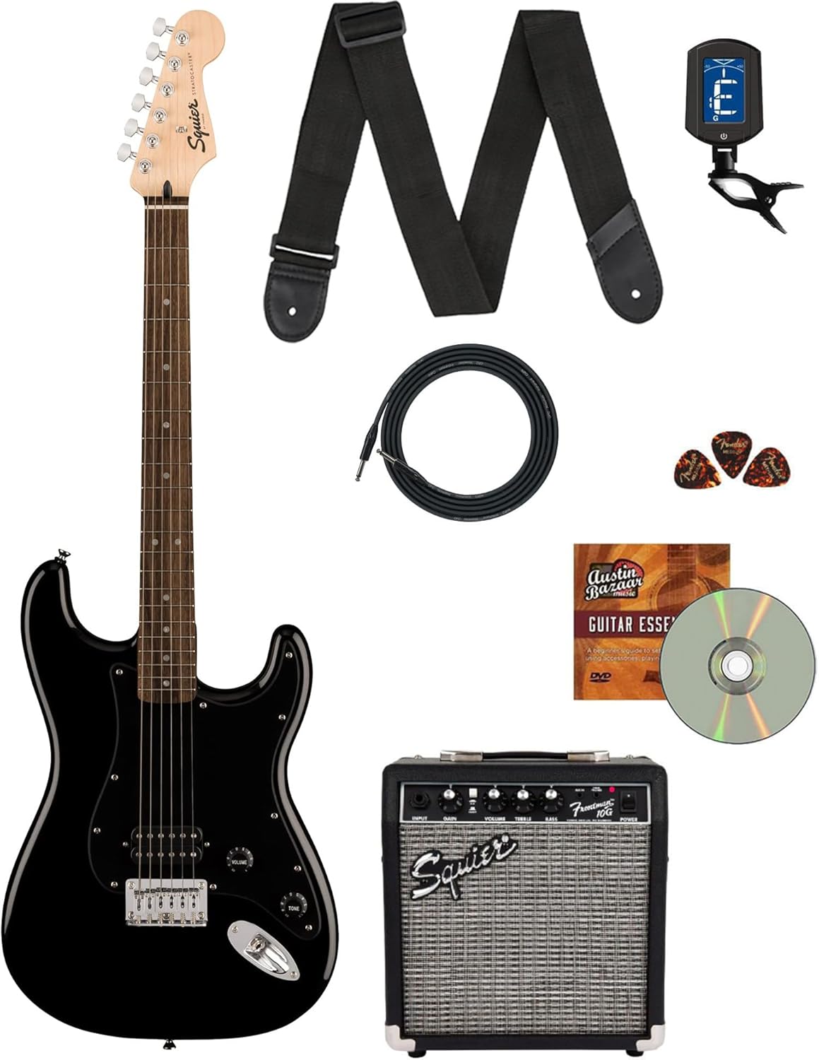 Fender Squier Sonic Stratocaster HT H Bundle with Amp and More