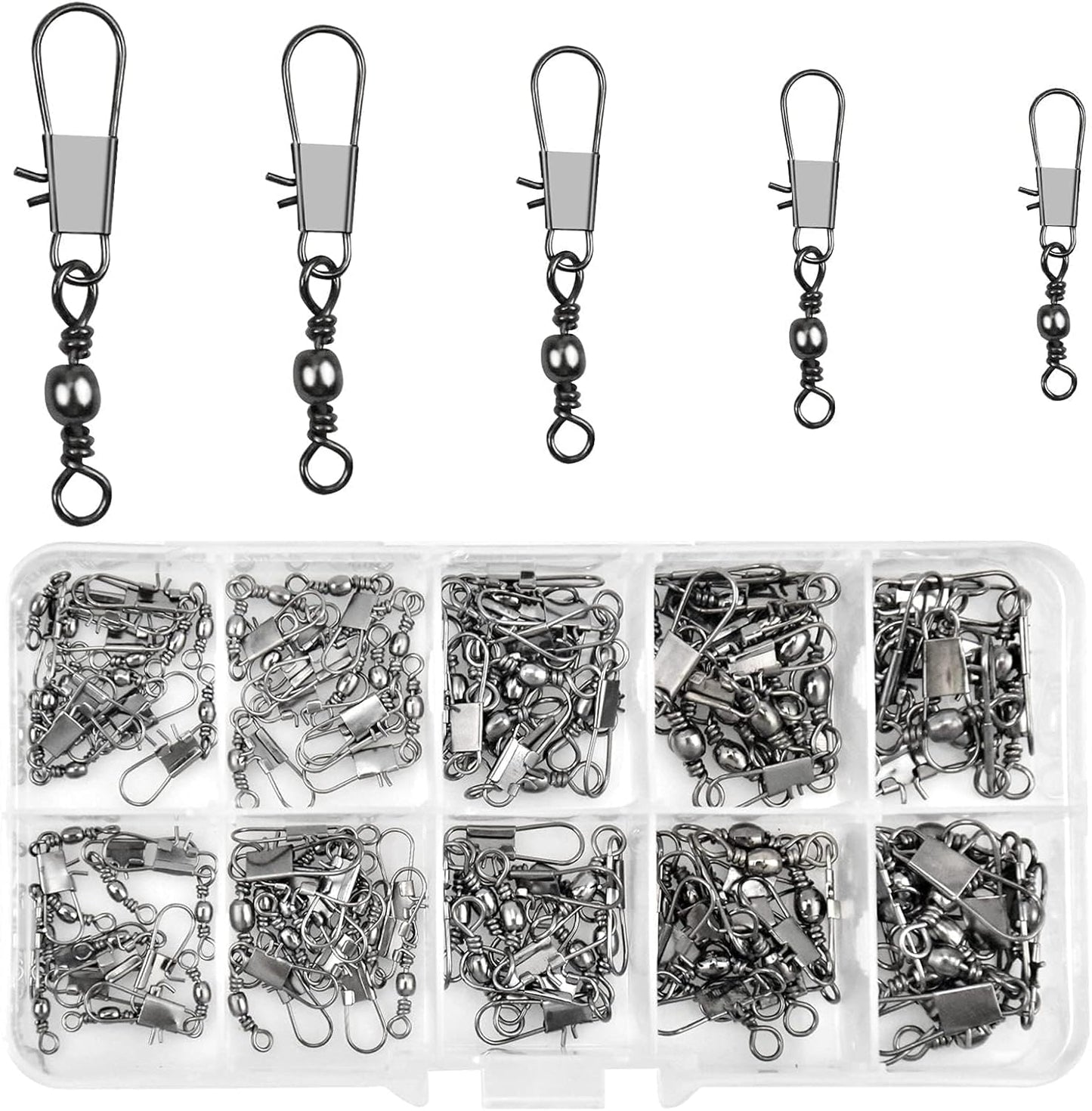 125 Barrel Snap Swivels Set by Realure - Quick Change Connectors for Hooks & Lures