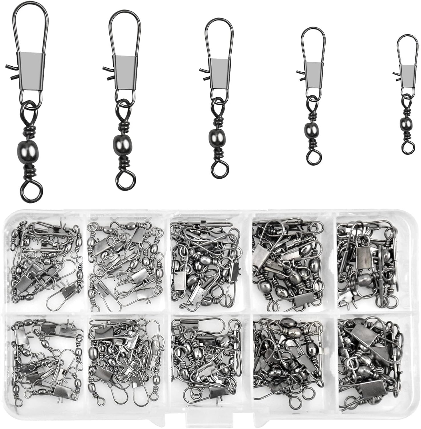 125 Barrel Snap Swivels Set by Realure - Quick Change Connectors for Hooks & Lures